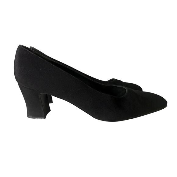 Stuart Weitzman Vintage Black Square Toe Pumps Women's Sz 8.5 Block Heels 90s - Picture 1 of 9